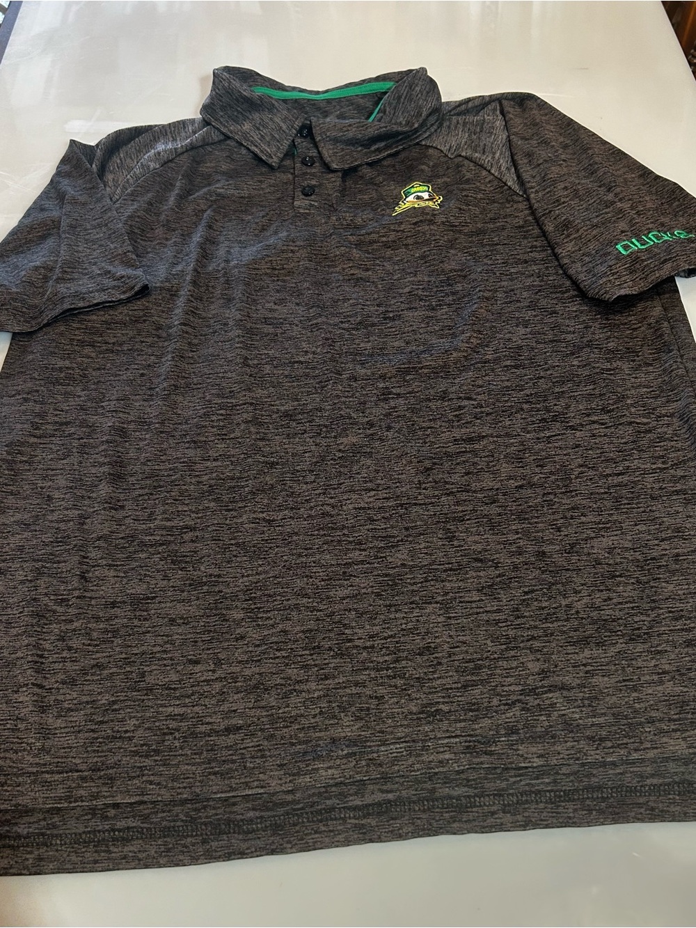 Oregon Ducks Men's Colosseum Raglan Golf Polo Shirt Black Heather Size XL NCAA